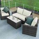 image 2 of Luxury Rattan 4 Seater Sofa Set with Coffee Table in Stone