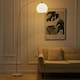 image 2 of Living and Home Arched Floor Lamp with Marble Base Chrome