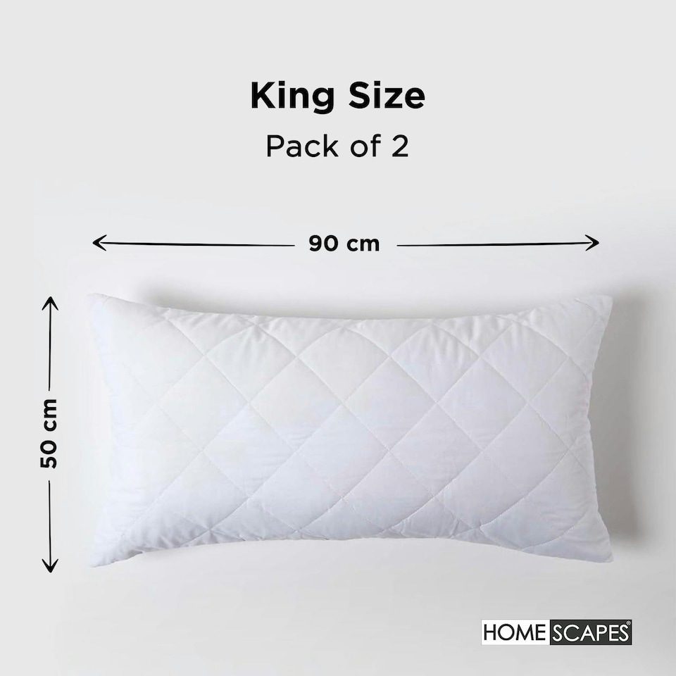 image 1 of Homescapes King Size Quilted Pillow Protector - Pack of 2 | White | King