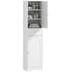 image 1 of HOMCOM Tall Bathroom Storage Cabinet with Arch Doors Adjustable Shelf White White