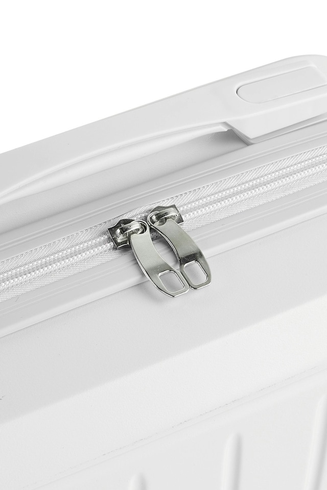 image 1 of Living and Home Lightweight Portable Hard Shell Travel Cosmetic Case | White | Personal Item