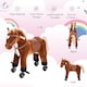 image 4 of HOMCOM Rocking Horse Kids Ride on Walking Horse Animal Pony Wheeled Riding Plush Toy withSound for 2 Years and Up (Brown)