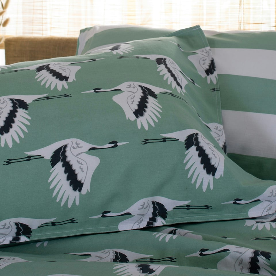 image 1 of 100% Soft Cotton Printed Sedge Piped Duvet Cover Set Blue | Blue | King