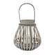 image 1 of JVL Luna Natural Bulb Shaped Willow Wood Lantern With Wooden Handle, Grey Wash