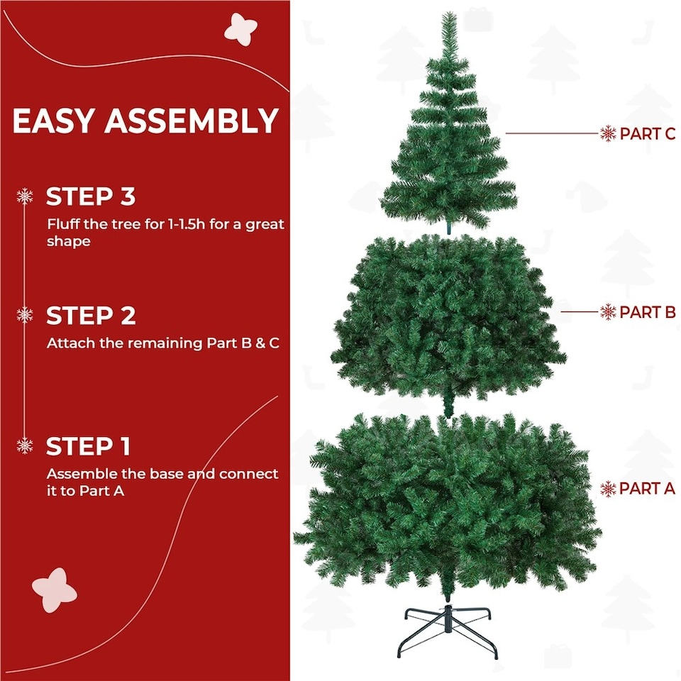 image 1 of Yaheetch 214 cm Tall Artificial Christmas Tree with Foldable Stand