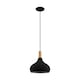 image 2 of EGLO Sabinar Metal/Wood Black & Brown Single Pendant, 28cm | White