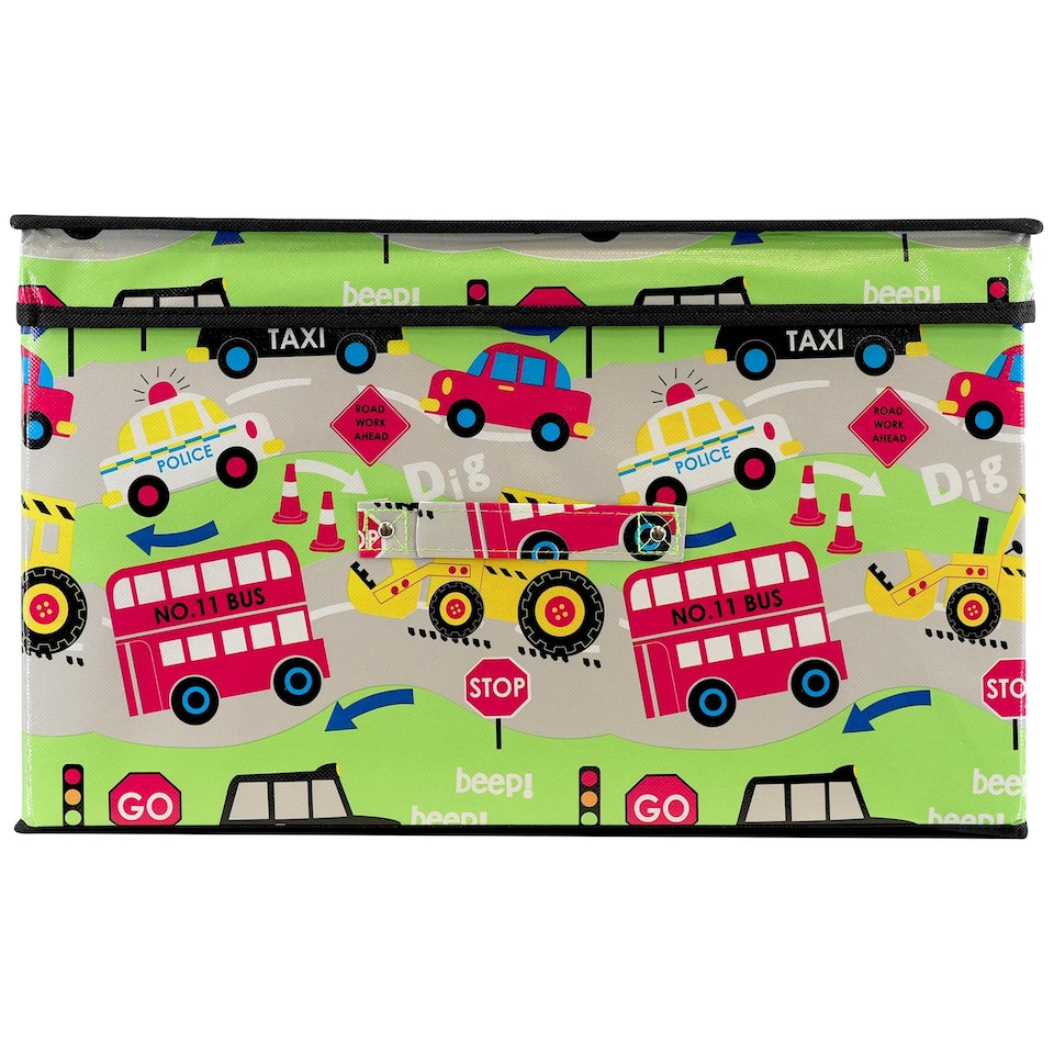 image 1 of The Magic Toy Shop Road Works Design Foldable Toy Storage Box 50x30x40cm