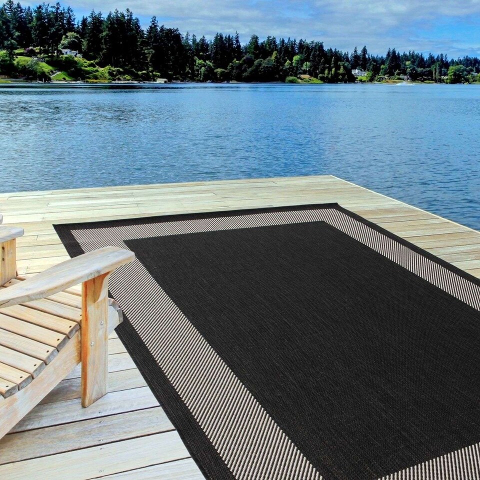 image 1 of The Rugs Outdoor Indoor Bordered Garden Patio Rug Weather Resistant | 200