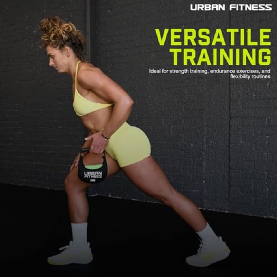 image 1 of Urban Fitness Fabric Kettlebell, Soft Rubber Grip, Floor Safe Design, Neoprene Sand-Filled Weights, Strength, Endurance, Home Fitness Training, 2kg