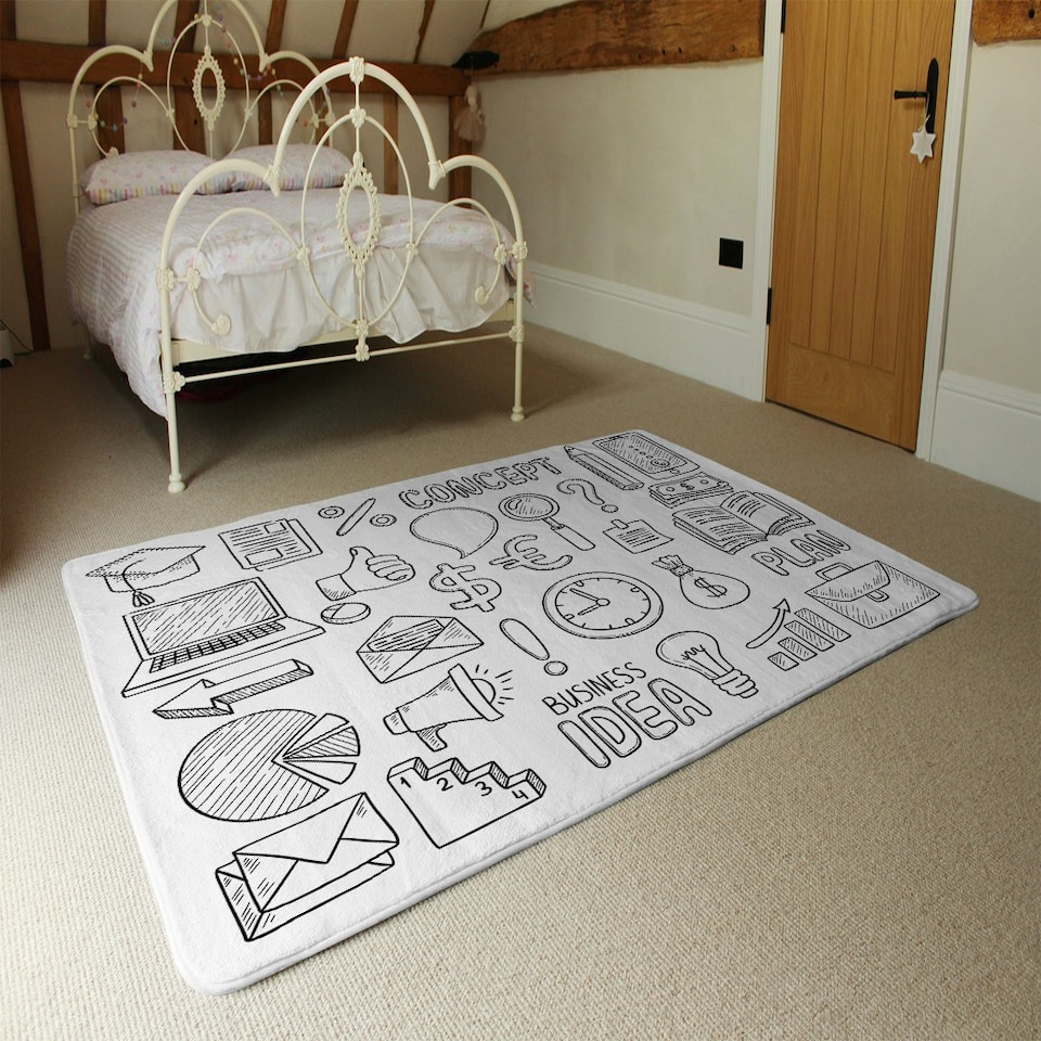 image 1 of Business doodles (Rug) White | Small: 60x110cm