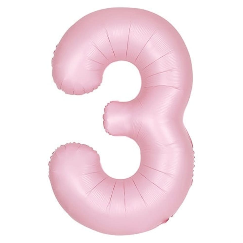 image 1 of Matte Lovely Pink Number 3 Helium Foil Giant Balloon 86cm / 34 in
