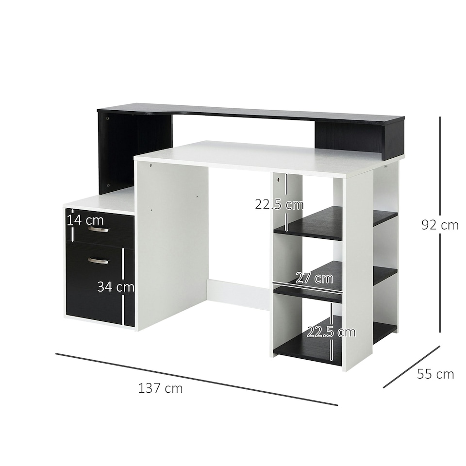 image 1 of HOMCOM Multi-Storage & Workstation Desk Table Storage Shelves