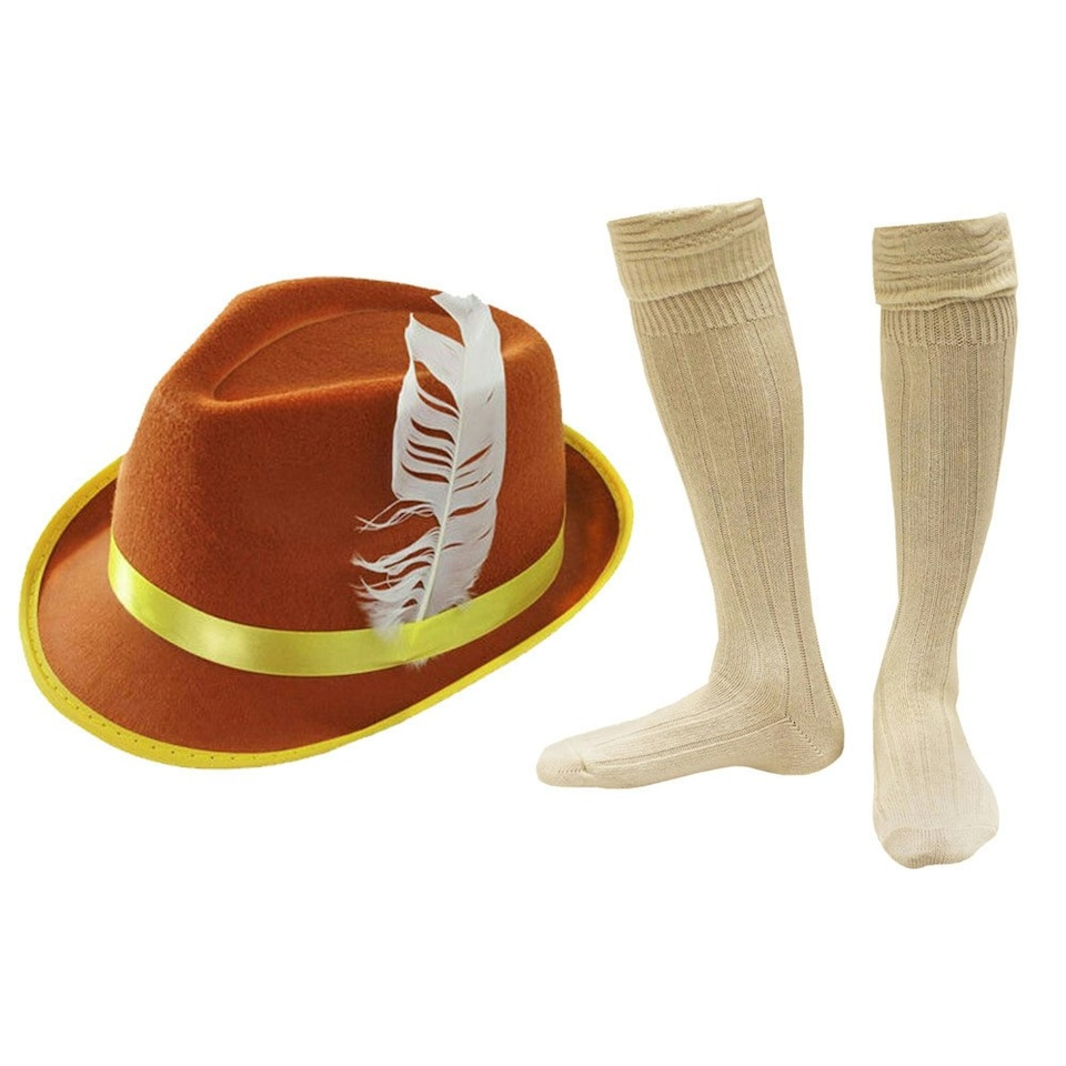 image 1 of Brown Bavarian Hat and Socks Brown | One Size