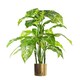 image 1 of Artificial 100cm Large Fox's Aglaonema Realistic Tree Artificial Plant with Gold Metal Planter | Green | 3ft