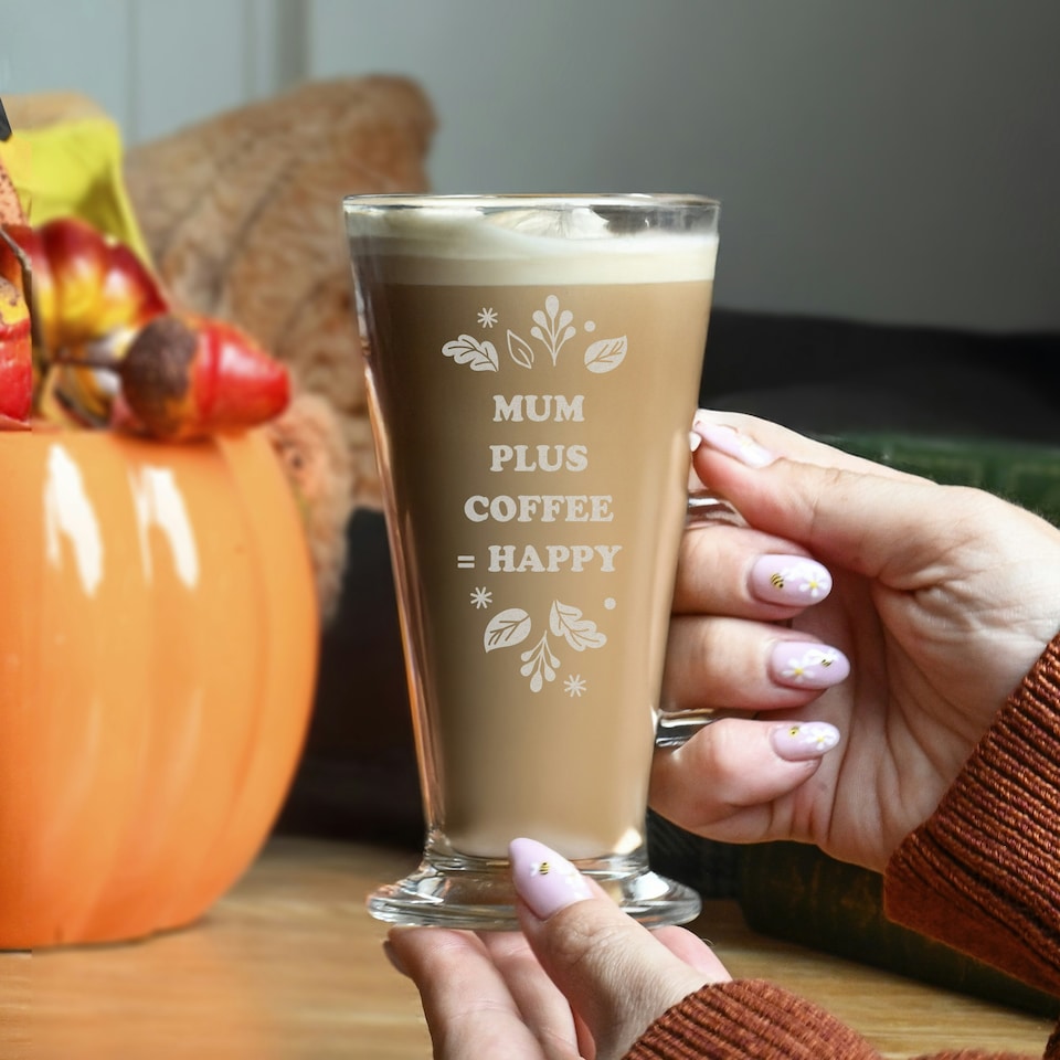 image 1 of Personalised Autumn Latte Glass Clear