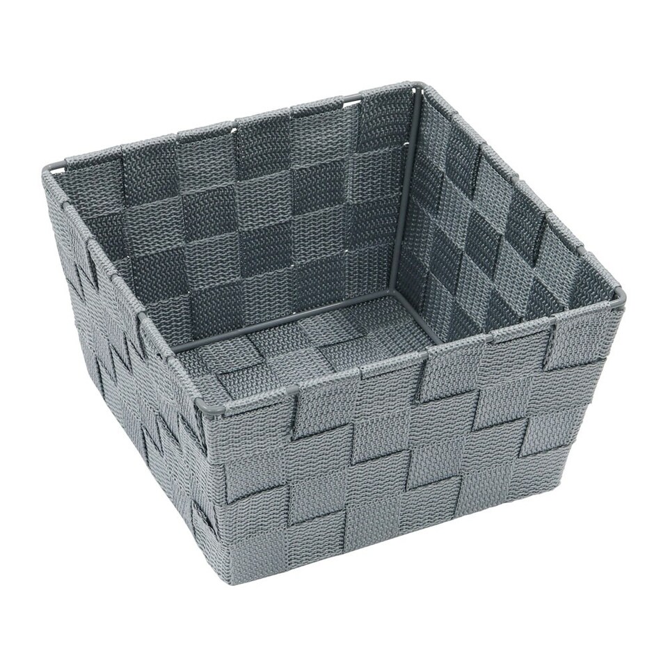 image 1 of JVL Vichy Square Nylon Storage Basket, Grey Grey