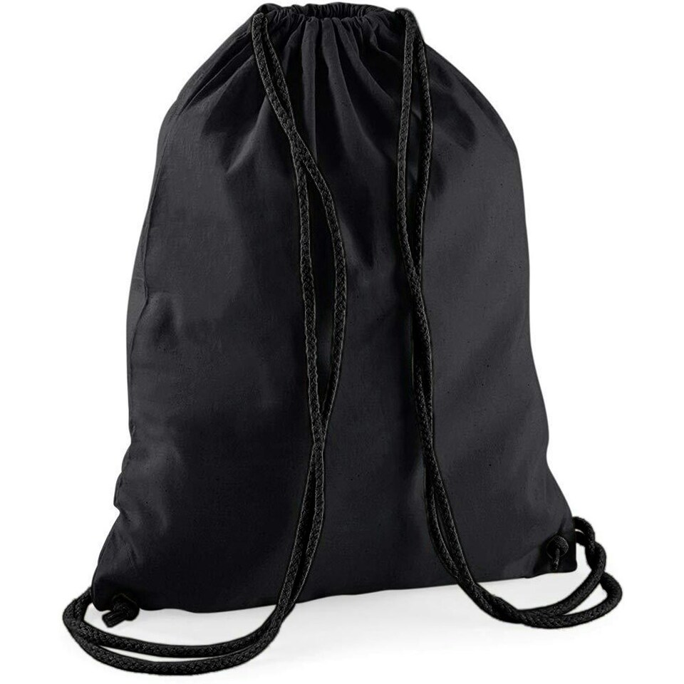 image 1 of Westford Mill Cotton Gymsac Bag - 12 Litres - Black/Black - One Size Black | One Size