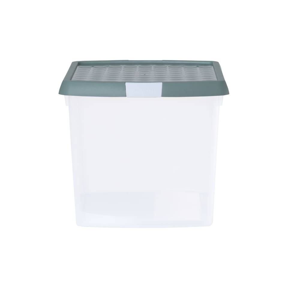 image 1 of Wham Clip 5x 21.5L Rectangular Plastic Storage Boxes with Clip Lock Lids. Ideal for Home, Office, Toys & More - Clear/Green Milieu | Green | Green Milleu | 5