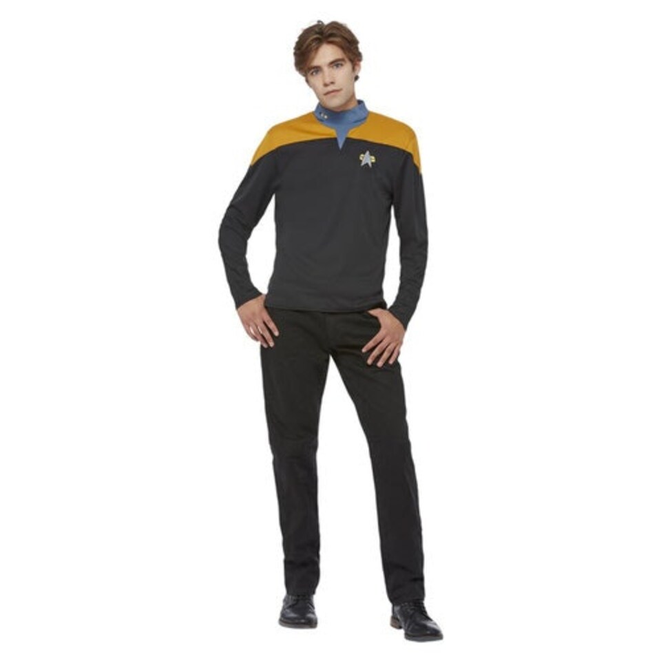 image 1 of Operations Uniform Star Trek Voyager Top Fancy Dress Costume Adult Mens Small Multi | S