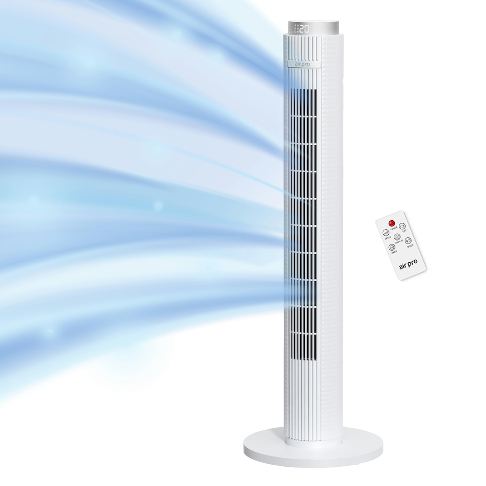 image 1 of Air Pro Smart 38" Tower Fan - Oscillating Bladeless Fan with Remote Control - White
