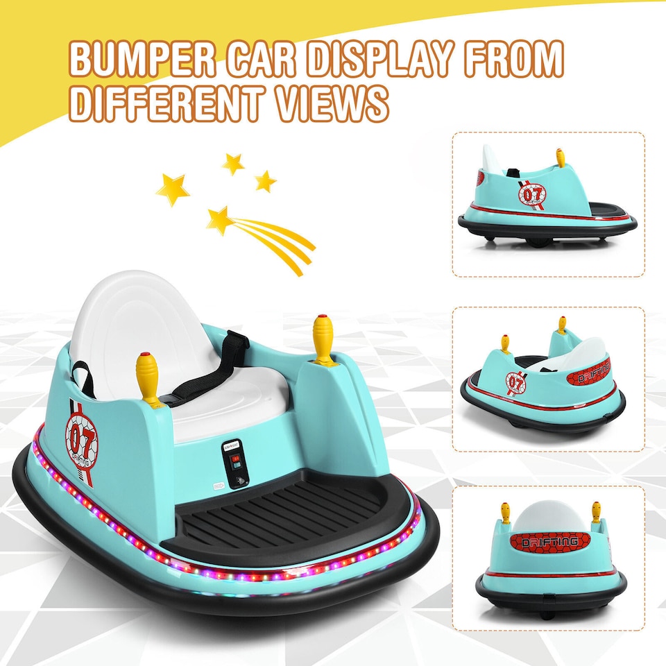 image 1 of COSTWAY Kids Ride-On Bumper Car 6V Electric Bumper Car Green