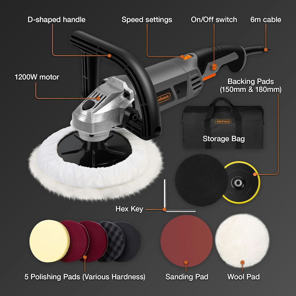 image 1 of VonHaus Rotary Polisher and Sanding Car Buffer Machine