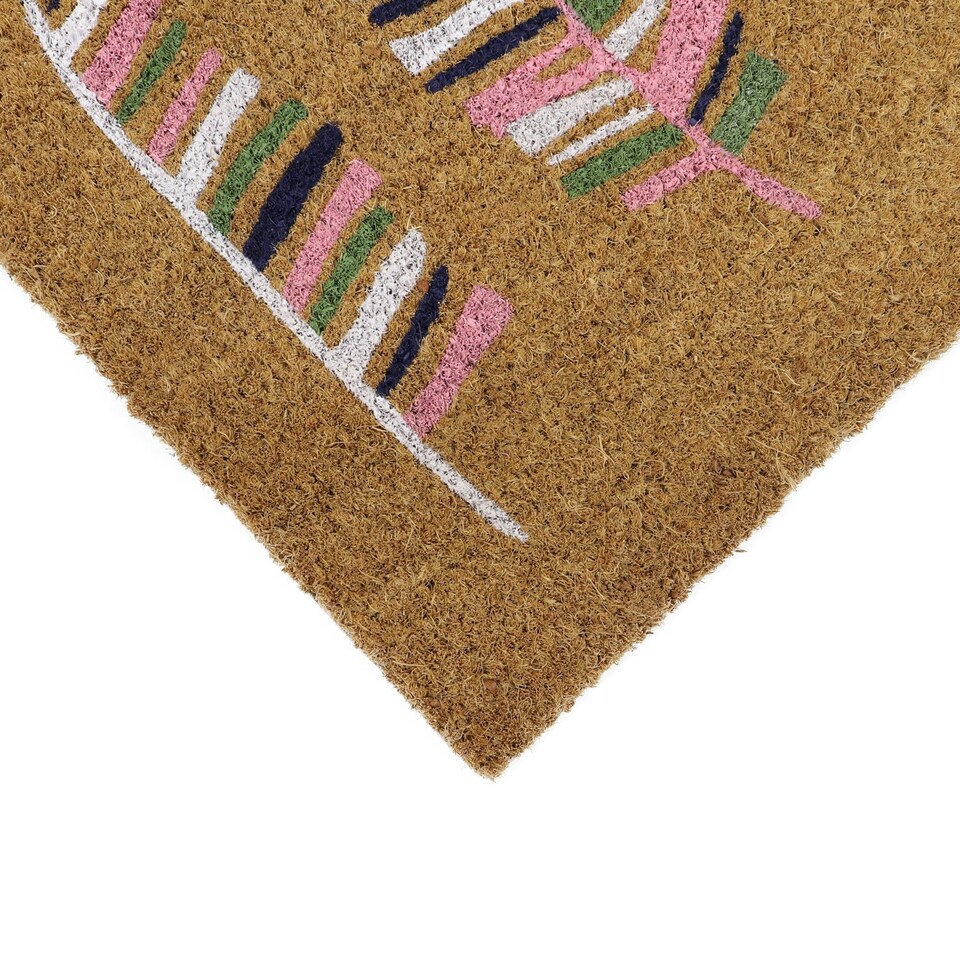 image 1 of JVL Latex Backed Coir Doormat 45x75cm, Feathers