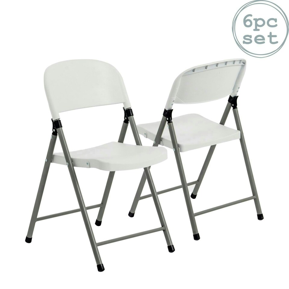 image 1 of Harbour Housewares Folding Trestle Chairs - White - Pack of 6