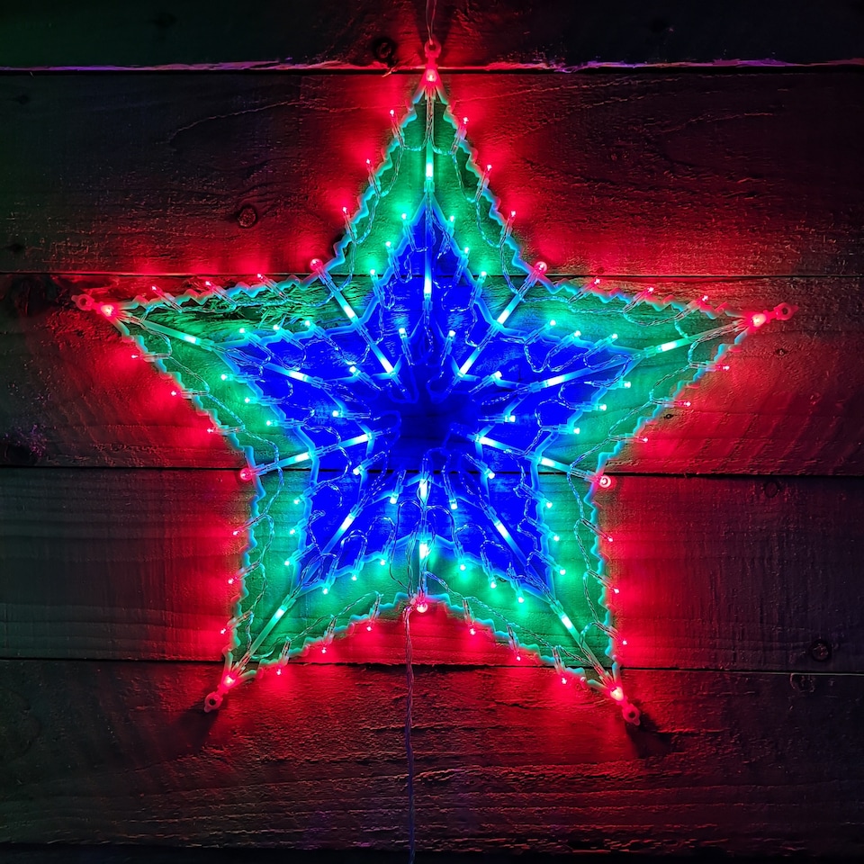 image 1 of 50cm Multi Colour LED Window Star Light Up Indoor/Outdoor Christmas Decorations