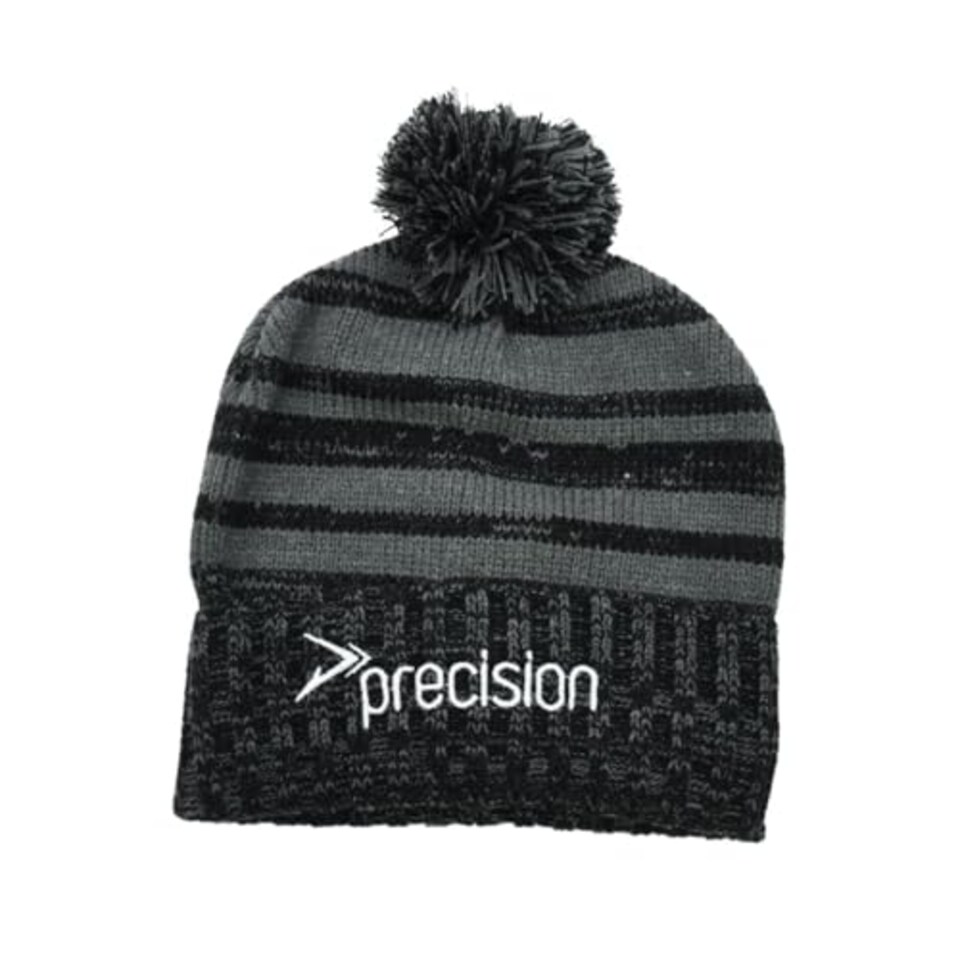 image 1 of Precision Pom Beanie Hat - Osfm - Black/Grey/Grey