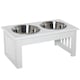 image 1 of PawHut Raised Dog Bowls Pet Feeder Raised Elevated Stainless Steel Food White