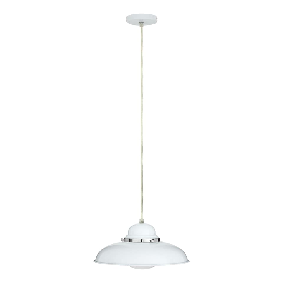 image 1 of Interiors by Premier Jasper White Finish Pendant Light with Chrome Detail