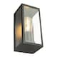 image 3 of Modern Rectangular Outdoor Lantern Wall Light in Matte Black with Clear Glass | Black | Black | 1
