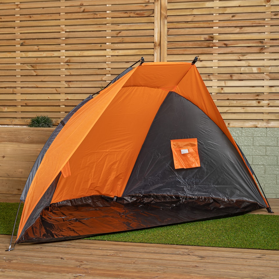 image 1 of 115cm x 210cm Portable Pop up Sun Shade Beach Tent with Carry Handle | Orange | Orange