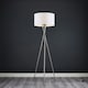image 2 of ValueLights Camden Brushed Chrome Tripod Floor Lamp White Shade White