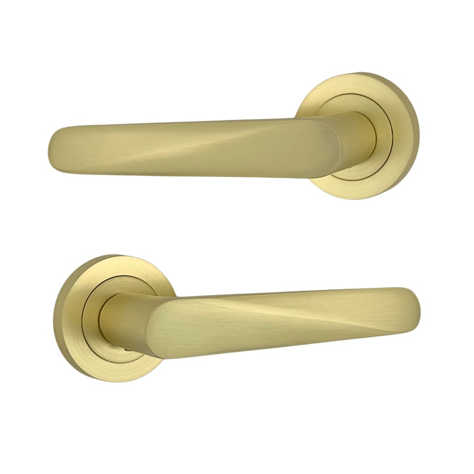 image 1 of AXS Detroit Door Handles on Rose - Door Pack - Latch Door - Satin Brass