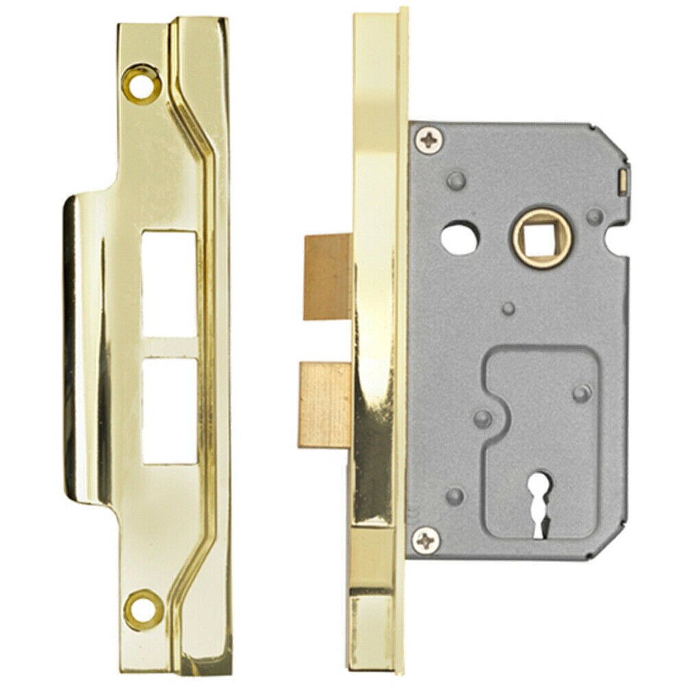 Loops 64mm 2 Lever Contract Rebated Sashlock Square Forend Electro Brassed in Metallics