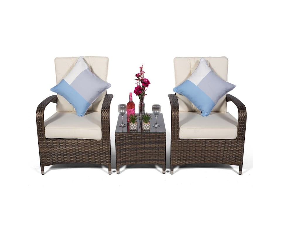 image 1 of Giardino Arizona 2 Seat Garden Lounge Chair Set | Brown | Brown