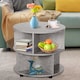 image 7 of HOMCOM Round Coffee Table, Movable Centre Table with Divided Shelves and Rolling Wheels, 3 Tier Living Room Table, Cement Colour | Grey