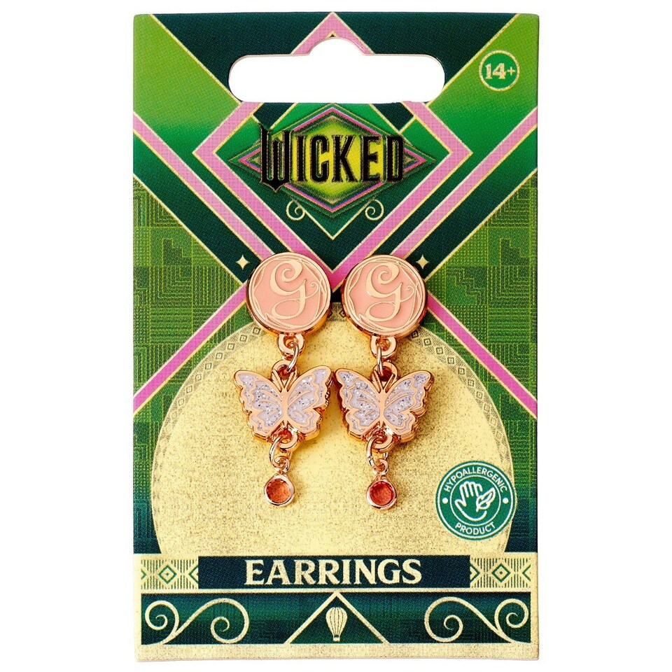 image 1 of Wicked Glinda Drop Butterfly Earrings