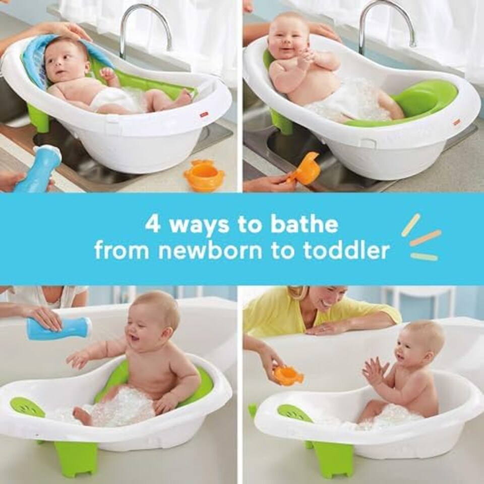 image 1 of Fisher Price Baby To Toddler 4 In 1 Sling Seat Bath Tub