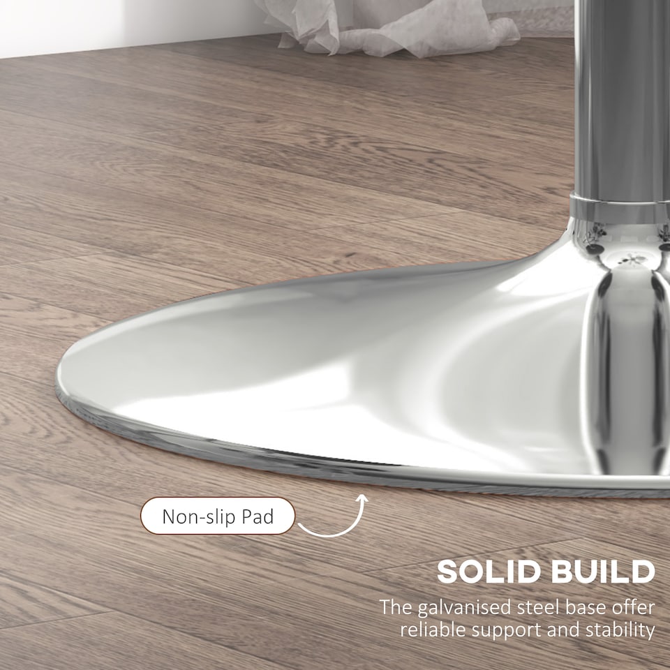 image 1 of HOMCOM Round Bar Table, Modern Dining Table with Tempered Glass Top and Steel Frame for 2, Easy Assembly for Breakfast Bar, Dining Room, 60 x 60 x 102cm, Clear