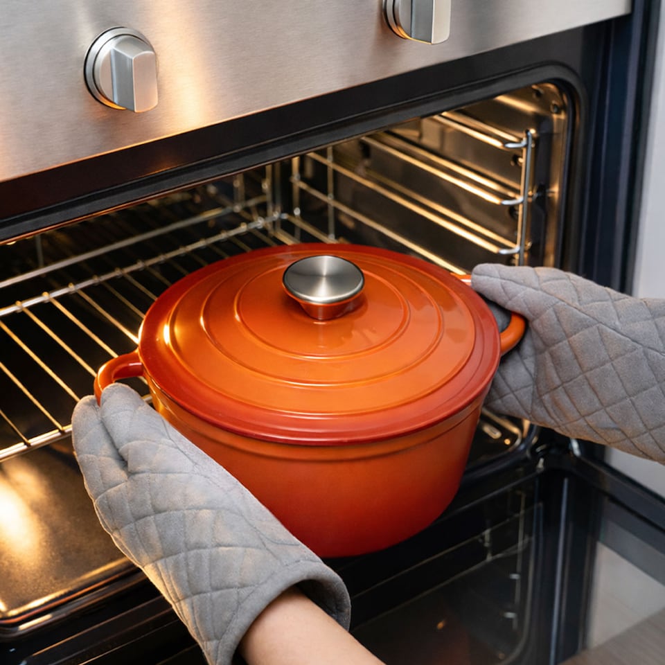 image 1 of Toque Cast Iron Enameled Dutch Oven Pot Casserole Dish with Lid Non-Stick