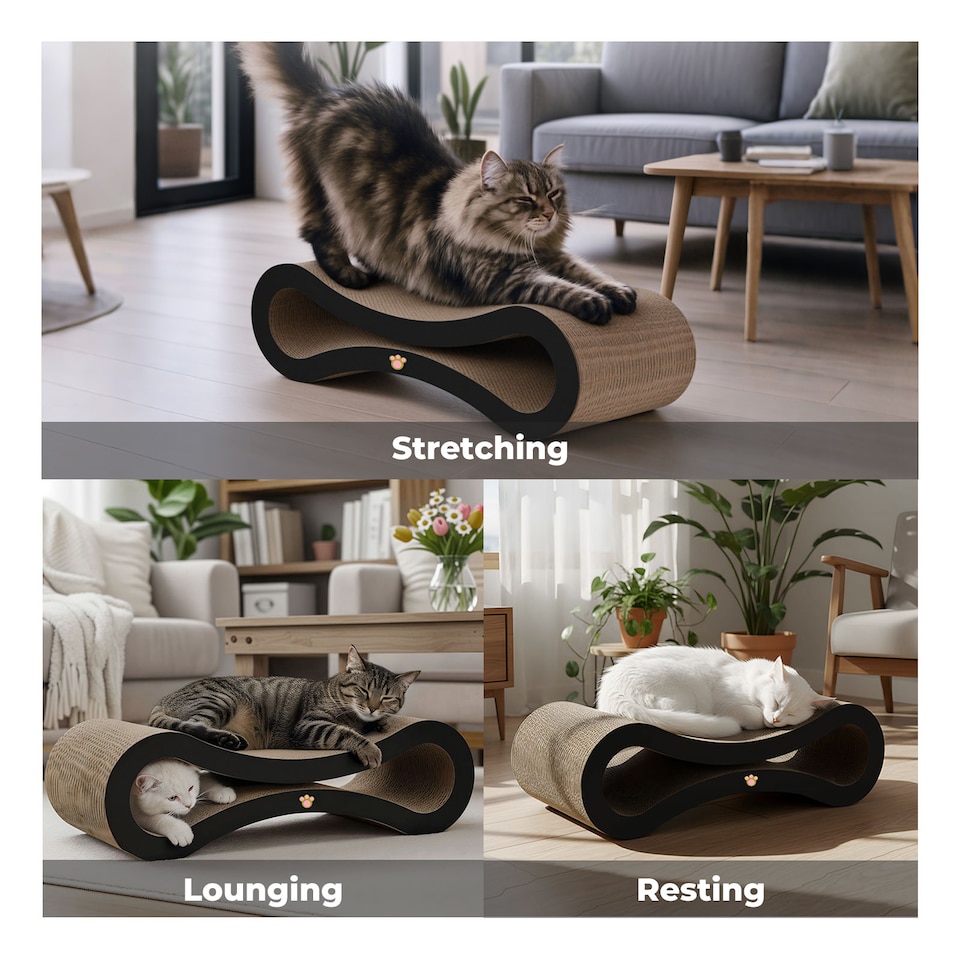 image 1 of Skylos Cat Scratching Board and Lounge Bed Cardboard Scratcher for Cats
