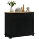 image 1 of HOMCOM Sideboard Buffet Cabinet with Rubber Wood Top and Drawers, Black Black | Rubberwood top