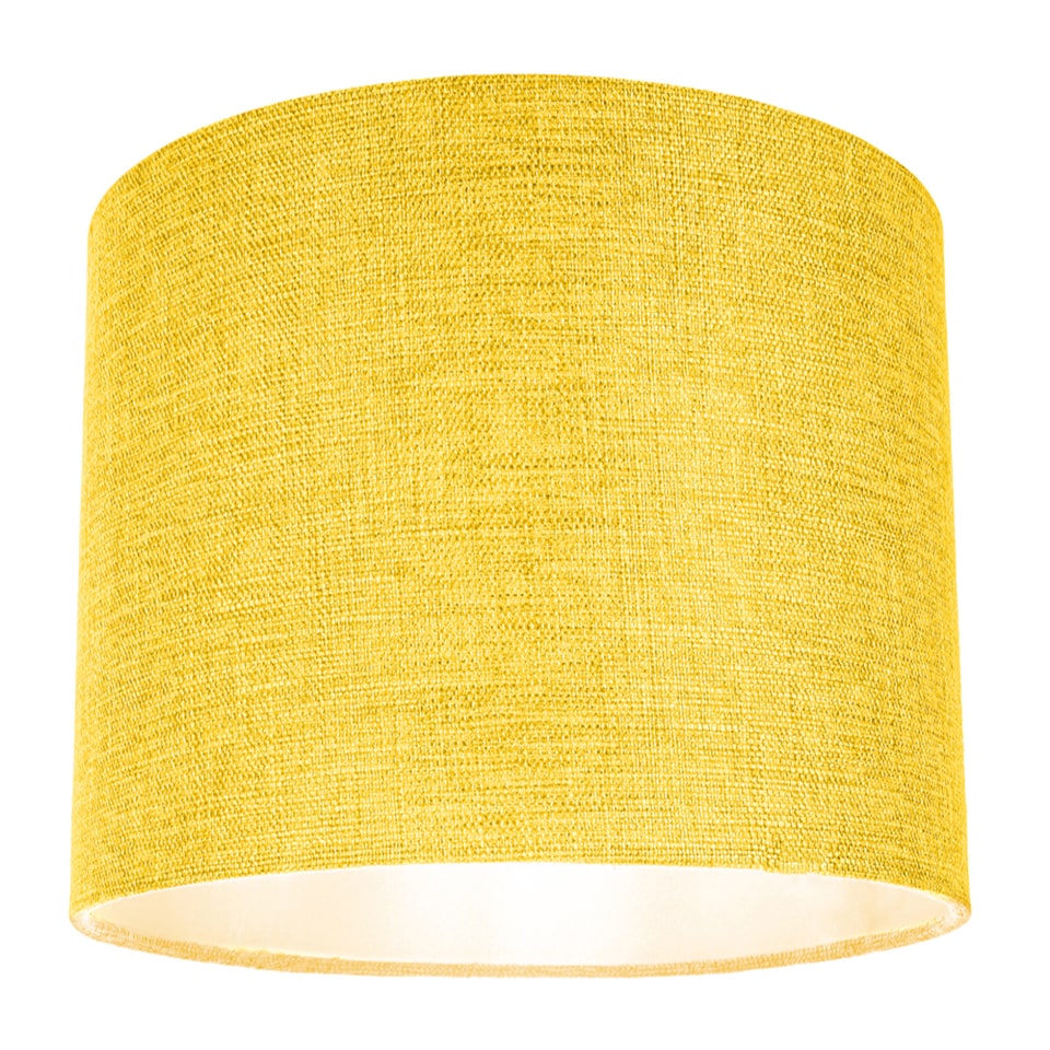 image 1 of Contemporary and Sleek Yellow Plain Linen Fabric Drum Lamp Shade 60w Maximum | Yellow