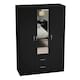 image 1 of Vida Designs Riano 3 Door 2 Drawer Mirrored Wardrobe With Shelf & Clothes Rail, Black