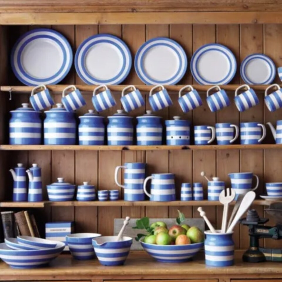 image 1 of Storage Jar: Cornishware Blue, 168cl White
