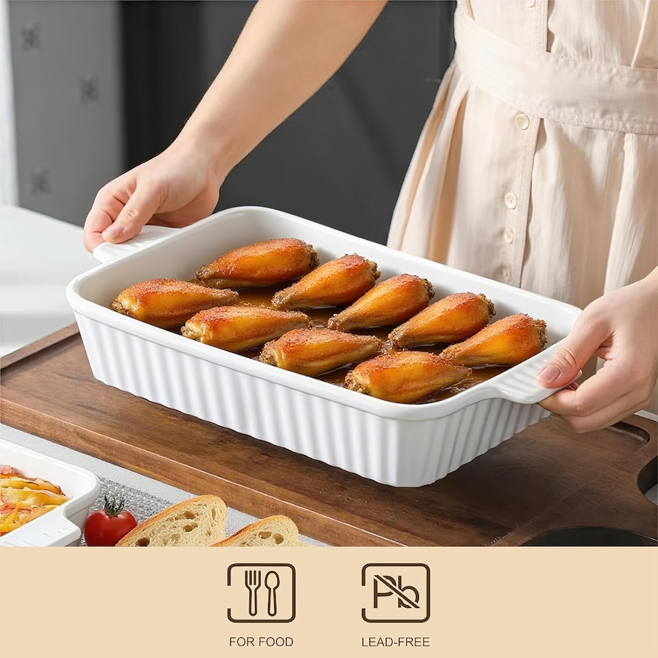 image 1 of Alivio Ceramic Baking Dish Set – Oven Microwave & Dishwasher Safe Porcelain Bakeware (Pack of 4)