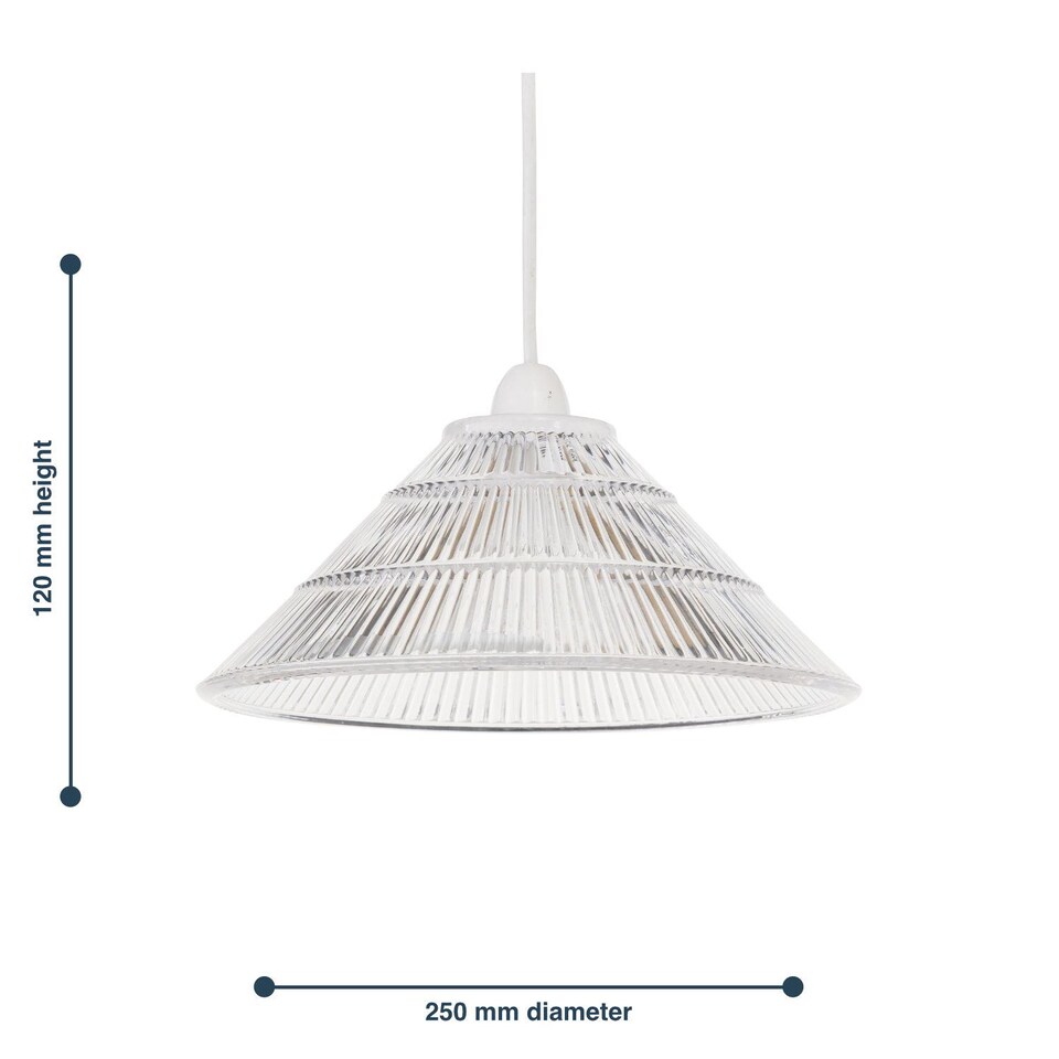 image 1 of Set of 2 Barnes - Clear 25cm Fluted Glass Pendant Shades | Clear | Medium | 2